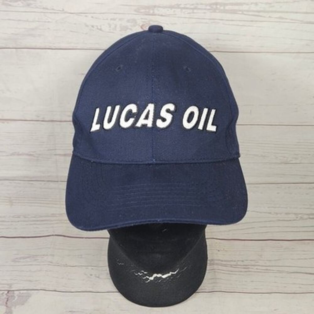 Lucas Oil Baseball Cap Men's Adjustable One Size Navy Blue White Embroidered